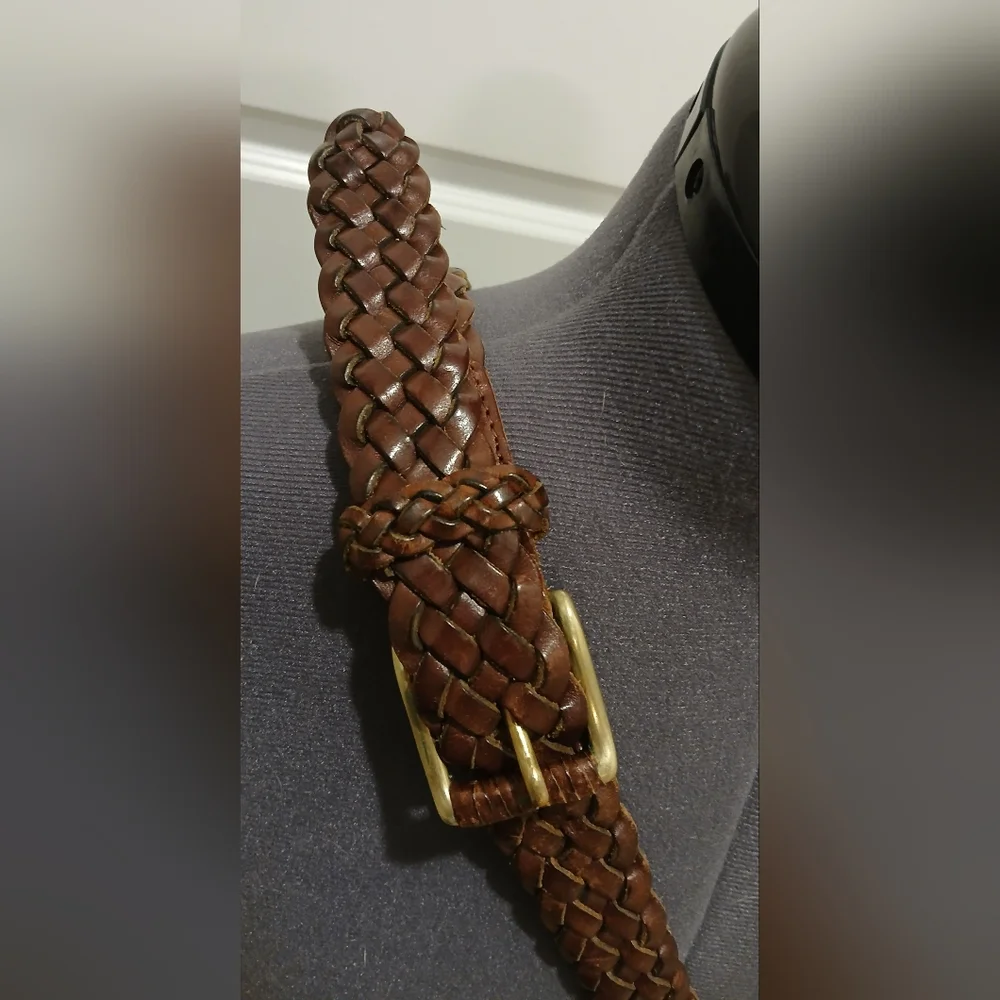 Men's Roundtree & Yorke‎ Brown Leather Braided Belt